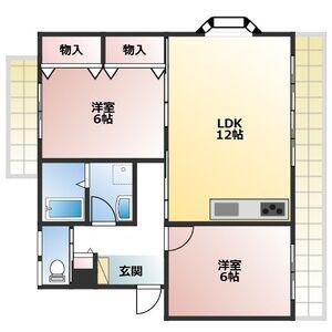 石川マンション(2LDK/4階)の間取り写真