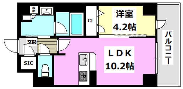 シャーメゾン舟木町(1LDK/2階)の間取り写真