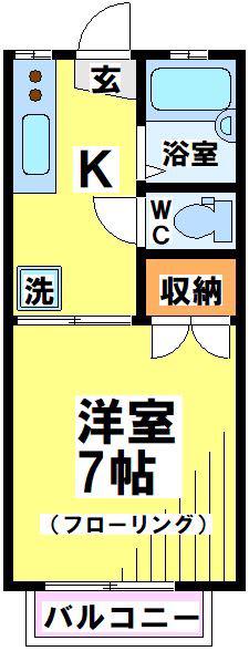 官野ハイツ(1K/2階)の間取り写真