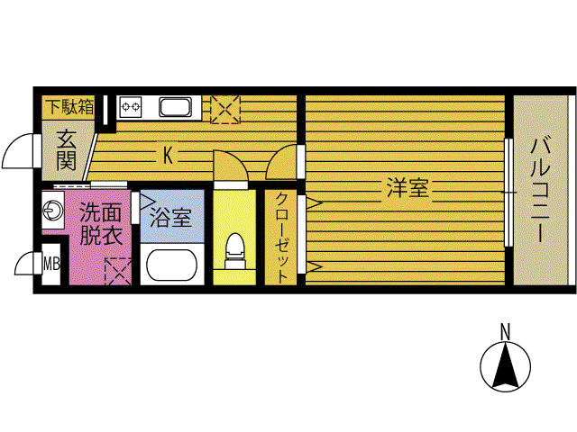 フェリス若草(1K/2階)の間取り写真