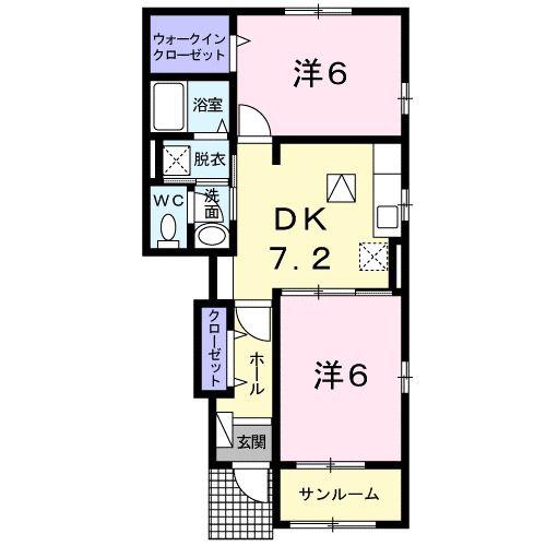 ラピス・ティティシア(2DK/1階)の間取り写真