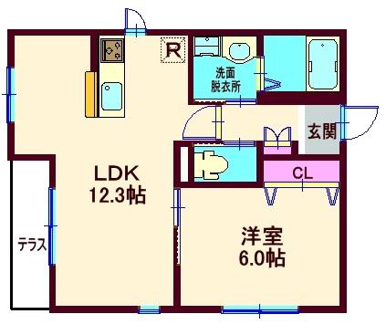 プレミール・ホリ(1LDK/1階)の間取り写真