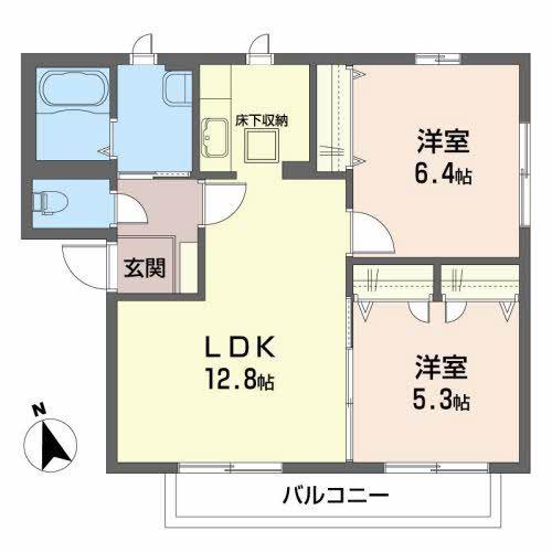 ドエル桜公園(2LDK/1階)の間取り写真