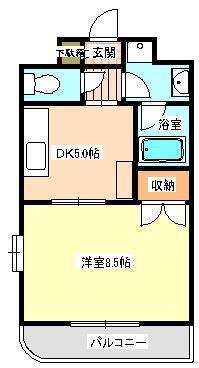 キャッスル水前寺(1DK/2階)の間取り写真