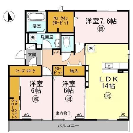 ヴォン・プレミアージュB(3LDK/2階)の間取り写真