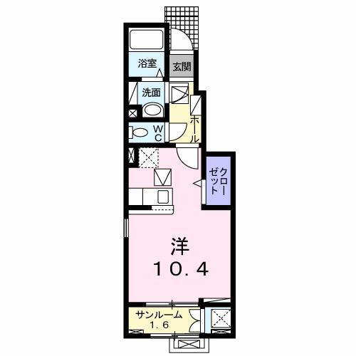 メロウ デイズ(ワンルーム/1階)の間取り写真