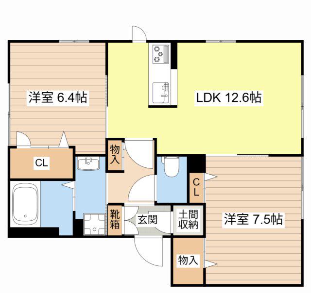 アンティーク R(2LDK/1階)の間取り写真