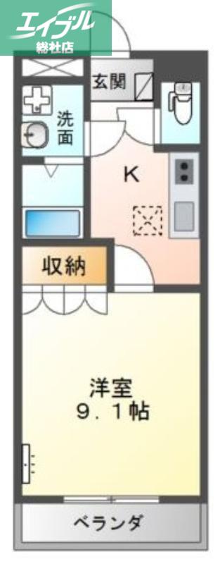 ブラウンキャッスル(1K/1階)の間取り写真