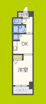 ノルデンハイム東三国(1DK/12階)の間取り写真