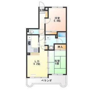 プラージュ今泉402(2DK/4階)の間取り写真
