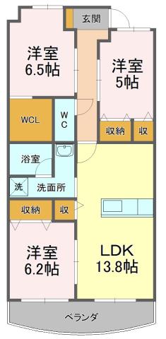 ジューダンブルクI(3LDK/2階)の間取り写真
