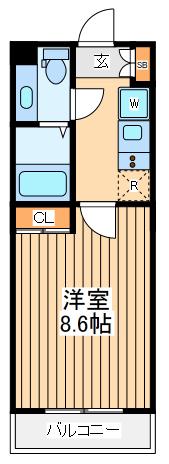 ロックス新百合ヶ丘(1K/4階)の間取り写真
