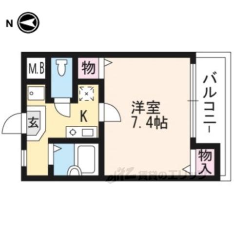 ハウゼ聖護院(1K/2階)の間取り写真