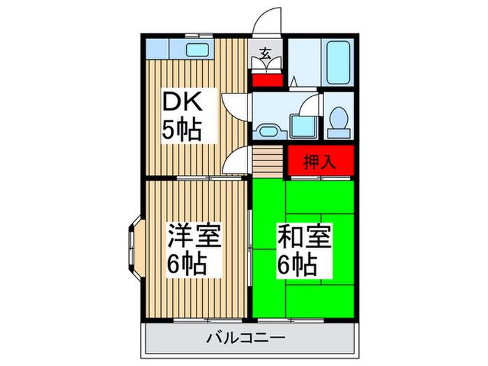 プラシドハイム(2DK/1階)の間取り写真