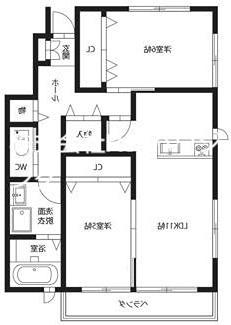 ピース・クレアA棟(2LDK/1階)の間取り写真