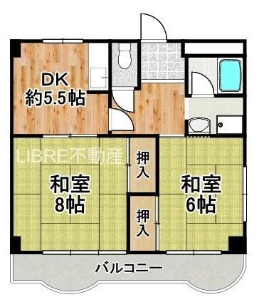 第二セイカイハイツ(2DK/5階)の間取り写真