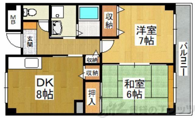 ロイヤルシャトー(2DK/4階)の間取り写真