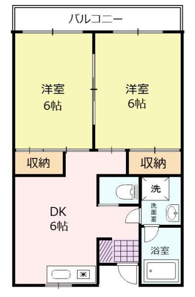 コーポ多摩川(2DK/2階)の間取り写真