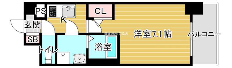 エスリード京橋グランテラス(1K/8階)の間取り写真
