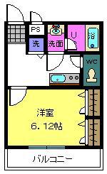 カモミールコート(1K/2階)の間取り写真