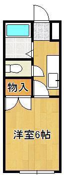 デュエル本城B(1K/1階)の間取り写真