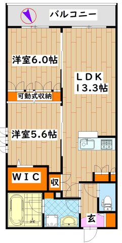 LA COUR MIYAKO イースト(2LDK/2階)の間取り写真