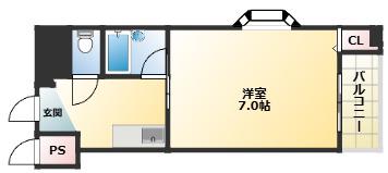 エレガントコーポラス(1DK/2階)の間取り写真