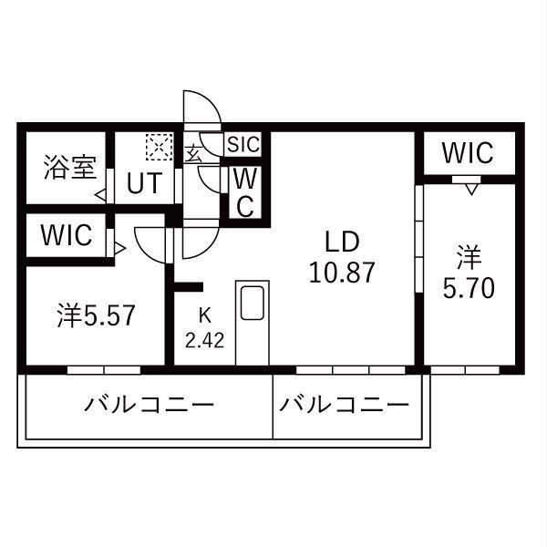 ELITE BASE HOPE II(2LDK/5階)の間取り写真