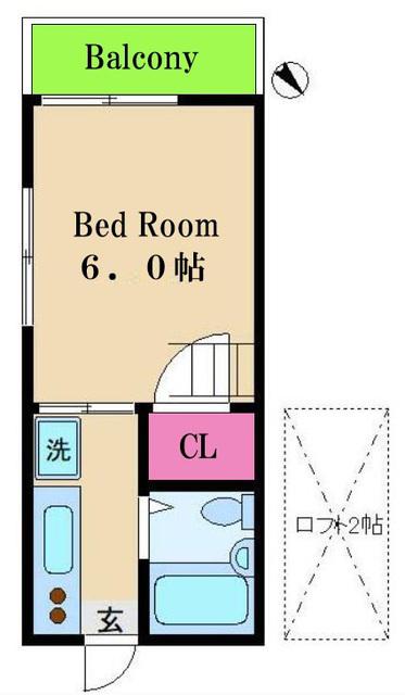 コーポアド(1K/2階)の間取り写真