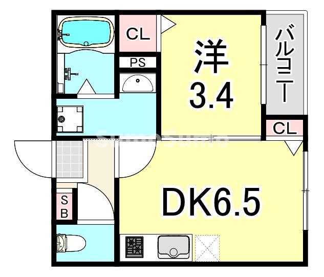 リバーサイド碧(1DK/2階)の間取り写真
