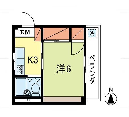 マガキコーポ(1K/2階)の間取り写真