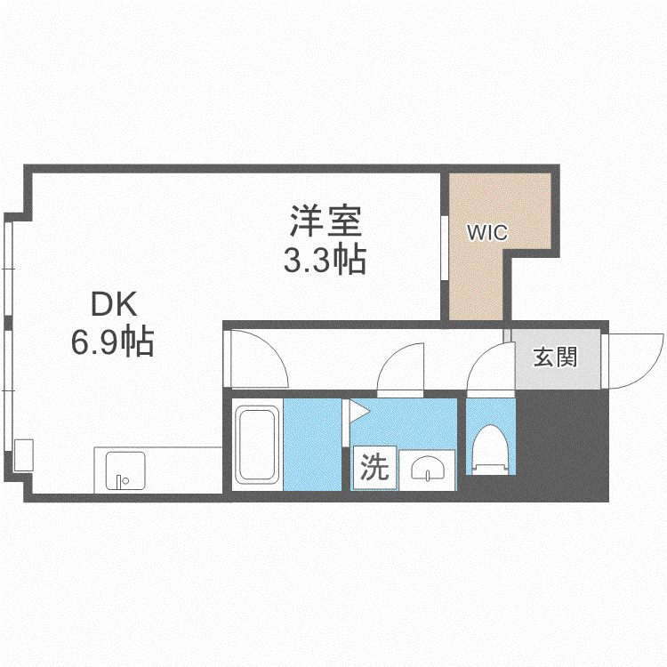 エスカイア麻生第2(1DK/3階)の間取り写真