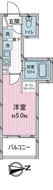 ヨーク所沢II(1K/2階)の間取り写真