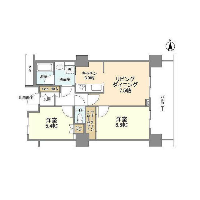 豊洲シエルタワー(2LDK/10階)の間取り写真