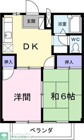 ニューエルディム天王A(2DK/1階)の間取り写真