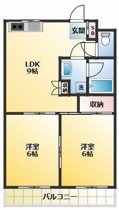 クレイドル新和(2LDK/2階)の間取り写真