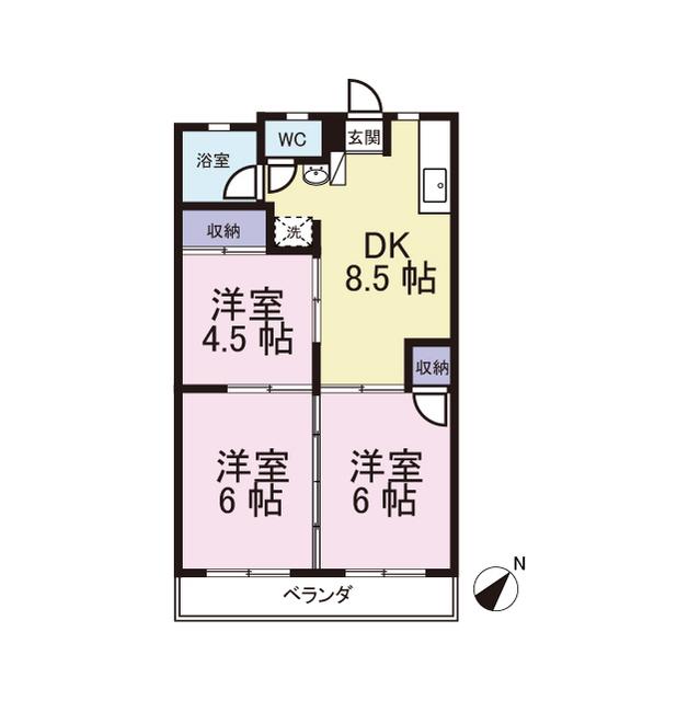 清宮 ハイツ(3DK/3階)の間取り写真