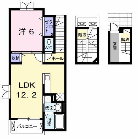 アンブラッセII(1LDK/3階)の間取り写真