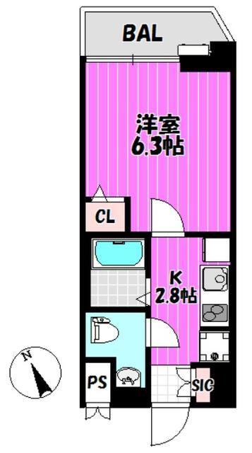 フランボアーズ元代々木町(1K/3階)の間取り写真