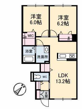 シャーメゾンKANDA(2LDK/1階)の間取り写真