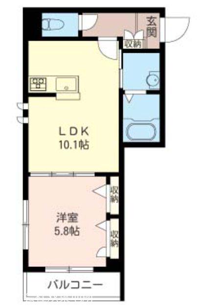 ラ・メゾン アキュータ(1LDK/2階)の間取り写真