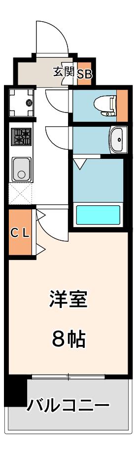 アドバンス大阪城ラディア(1K/8階)の間取り写真
