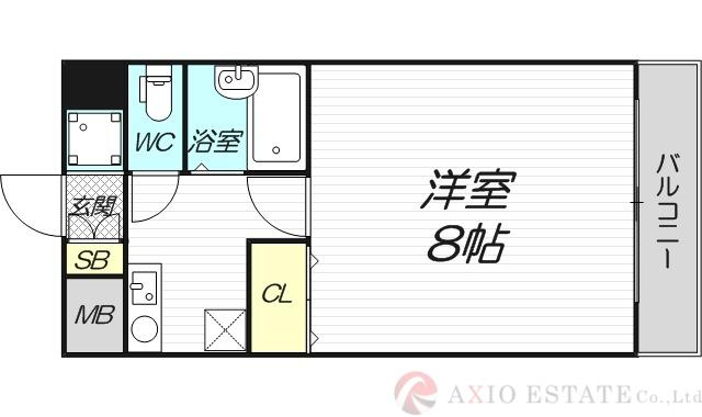 エクセレント上新12(1K/8階)の間取り写真
