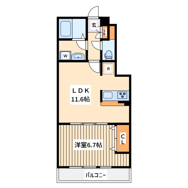 ヴェルドール(1LDK/1階)の間取り写真