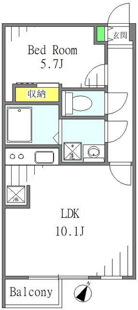LAPIS西新宿五丁目(1LDK/3階)の間取り写真