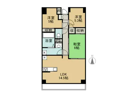 グランドハイツ城山(3LDK/3階)の間取り写真