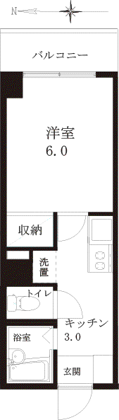 アプローズ廣神(1K/4階)の間取り写真