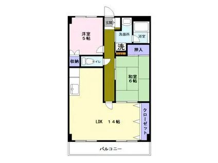 稔台 マンション(2LDK/4階)の間取り写真