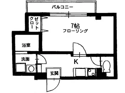ロワールフェミナン新山下(1K/2階)の間取り写真