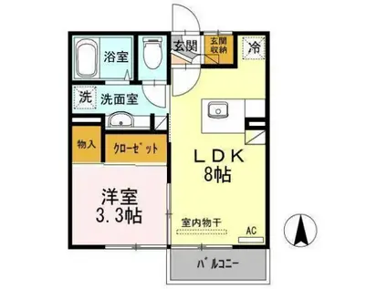 ヴィレッジロイヤル中央台吉野谷 B(1LDK/2階)の間取り写真